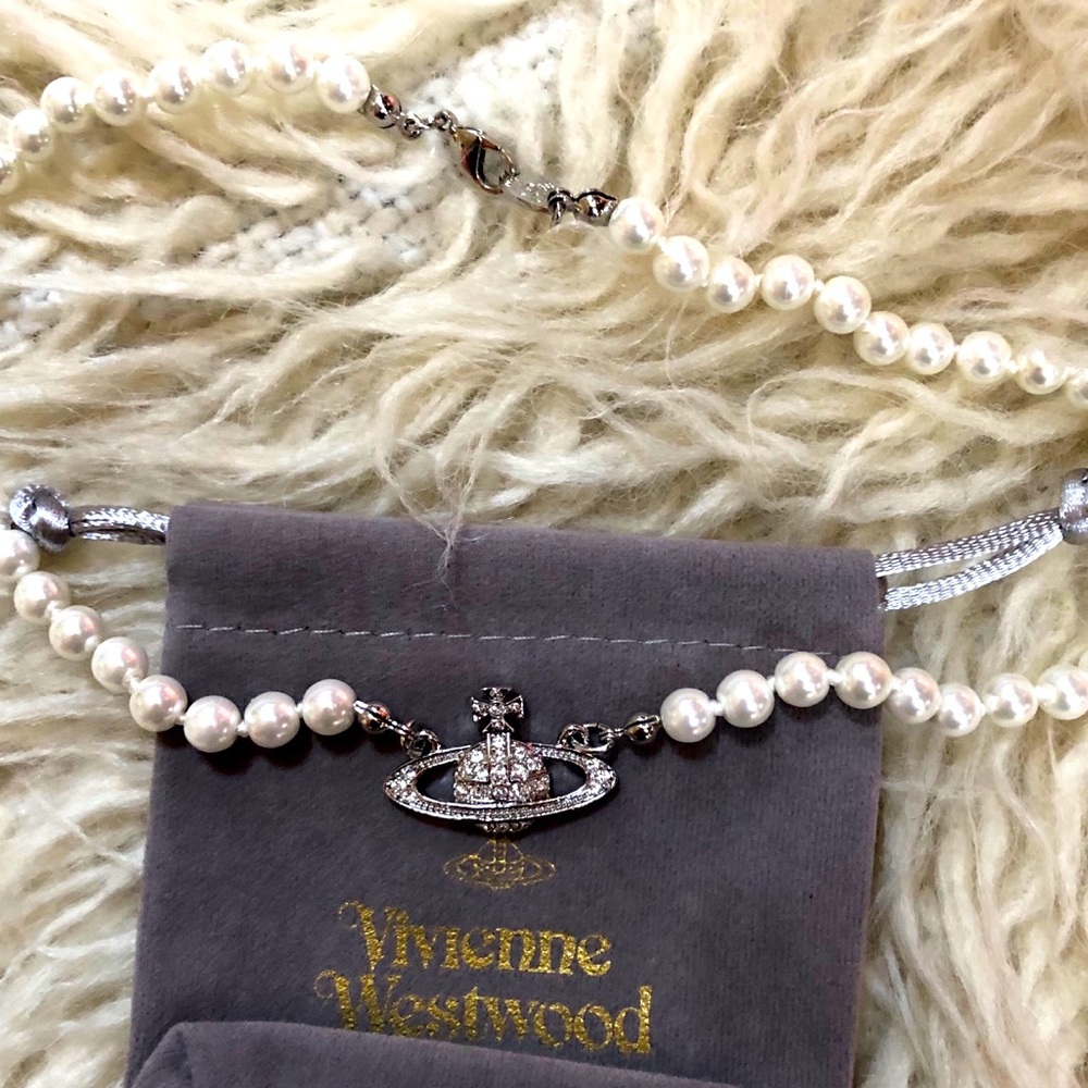 Vivienne Westwood pearl silver choker necklace